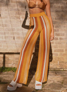 Sunfields at Sunset Crochet Pants - Golden Hour Stripe