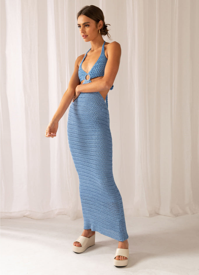 Havana Crochet Maxi Dress - Blue